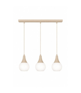 Lacrima Bar Pendant Ceiling Light Beige White Glass Shade 3x E27-1
