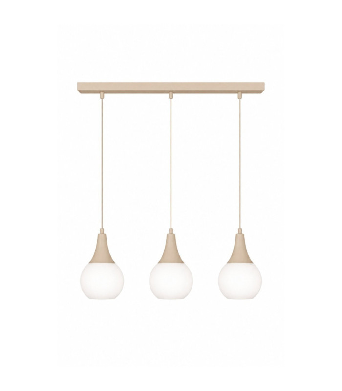 Lacrima Bar Pendant Ceiling Light Beige White Glass Shade 3x E27-1
