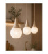 Lacrima Bar Pendant Ceiling Light Beige White Glass Shade 3x E27-3