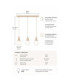 Lacrima Bar Pendant Ceiling Light Beige White Glass Shade 3x E27-4