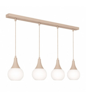 Lacrima Bar Pendant Ceiling Light Beige White Glass Shade 4x E27-1
