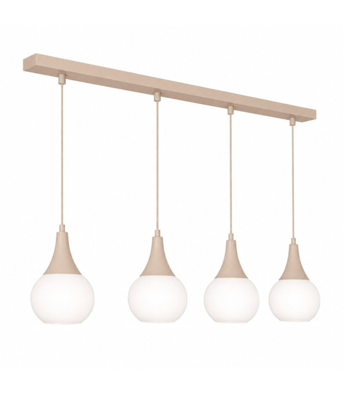 Lacrima Bar Pendant Ceiling Light Beige White Glass Shade 4x E27-1