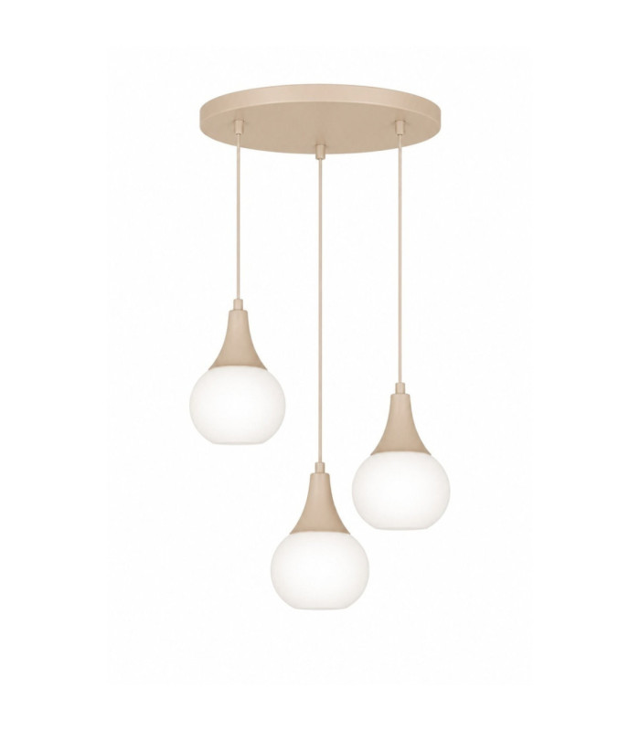 Lacrima Cluster Pendant Ceiling Light Beige White Glass Shade 3x E27-1