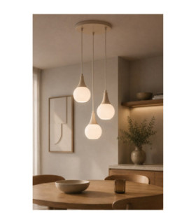 Lacrima Cluster Pendant Ceiling Light Beige White Glass Shade 3x E27-2