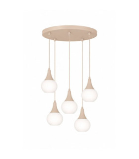Lacrima Cluster Pendant Ceiling Light Beige White Glass Shade 5x E27-1