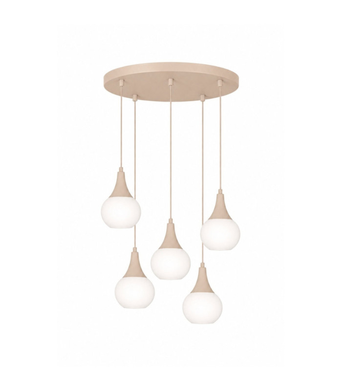 Lacrima Cluster Pendant Ceiling Light Beige White Glass Shade 5x E27-1