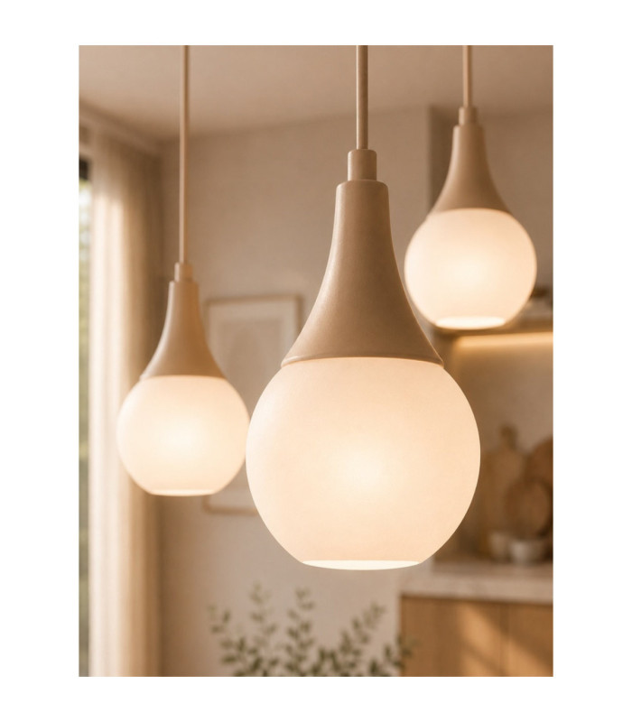Lacrima Cluster Pendant Ceiling Light Beige White Glass Shade 5x E27-3
