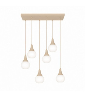 Lacrima Cluster Pendant Ceiling Light Beige White Glass Shade 6x E27-1