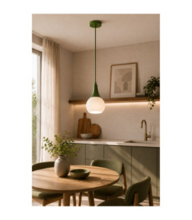 Lacrima Slim Pendant Ceiling Light Green White Glass Shade 1x E27-2