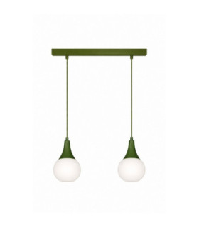 Lacrima Bar Pendant Ceiling Light Green White Glass Shade 2x E27-1