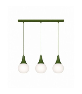 Lacrima Bar Pendant Ceiling Light Green White Glass Shade 3x E27-1
