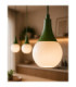 Lacrima Bar Pendant Ceiling Light Green White Glass Shade 3x E27-3