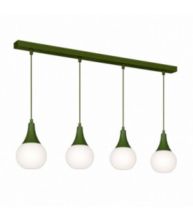 Lacrima Bar Pendant Ceiling Light Green White Glass Shade 4x E27-1