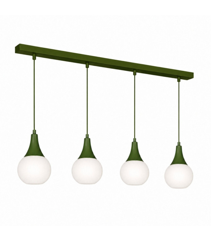 Lacrima Bar Pendant Ceiling Light Green White Glass Shade 4x E27-1