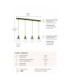 Lacrima Bar Pendant Ceiling Light Green White Glass Shade 4x E27-3