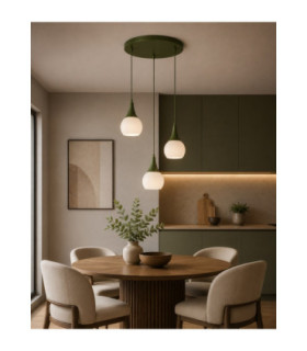 Lacrima Cluster Pendant Ceiling Light Green White Glass Shade 3x E27-2