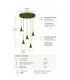 Lacrima Cluster Pendant Ceiling Light Green White Glass Shade 5x E27-4