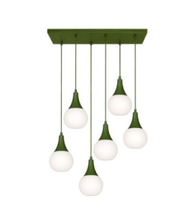 Lacrima Cluster Pendant Ceiling Light Green White Glass Shade 6x E27-1