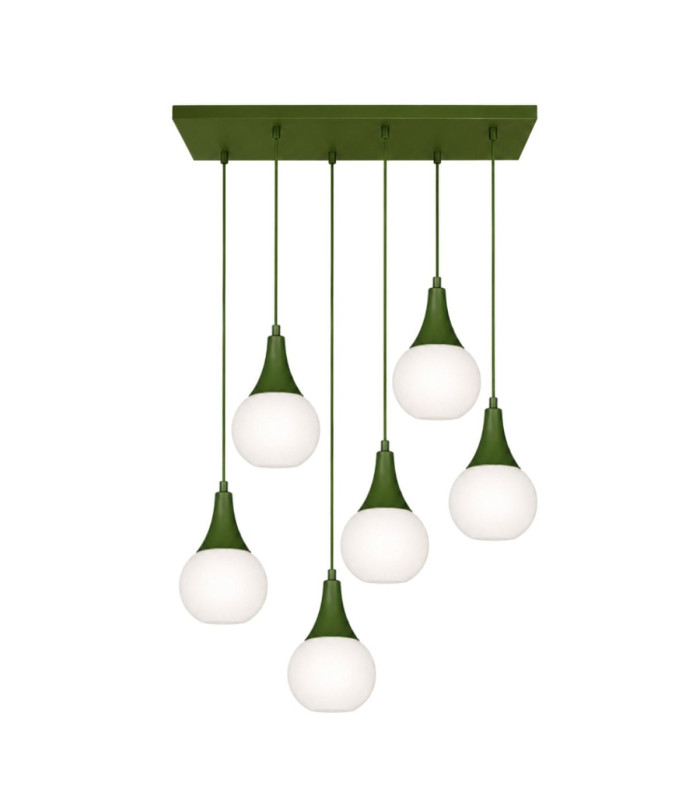 Lacrima Cluster Pendant Ceiling Light Green White Glass Shade 6x E27-1