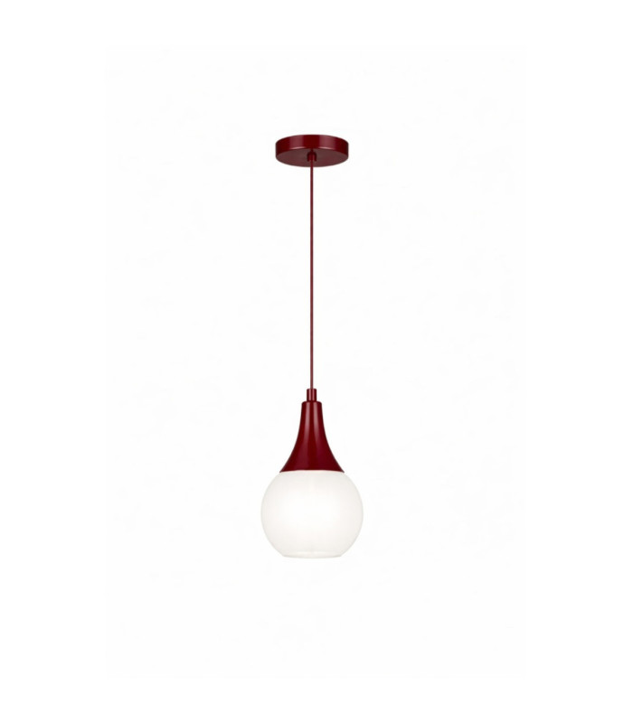 Lacrima Slim Pendant Ceiling Light Burgundy White Glass Shade 1x E27-1