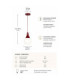 Lacrima Slim Pendant Ceiling Light Burgundy White Glass Shade 1x E27-4