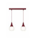 Lacrima Bar Pendant Ceiling Light Burgundy White Glass Shade 2x E27-1