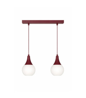 Lacrima Bar Pendant Ceiling Light Burgundy White Glass Shade 2x E27-1