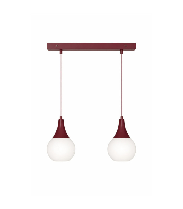 Lacrima Bar Pendant Ceiling Light Burgundy White Glass Shade 2x E27-1