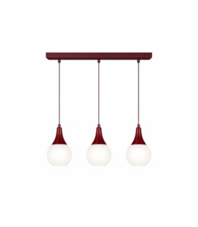 Lacrima Bar Pendant Ceiling Light Burgundy White Glass Shade 3x E27-1