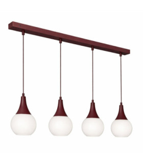 Lacrima Bar Pendant Ceiling Light Burgundy White Glass Shade 4x E27-1
