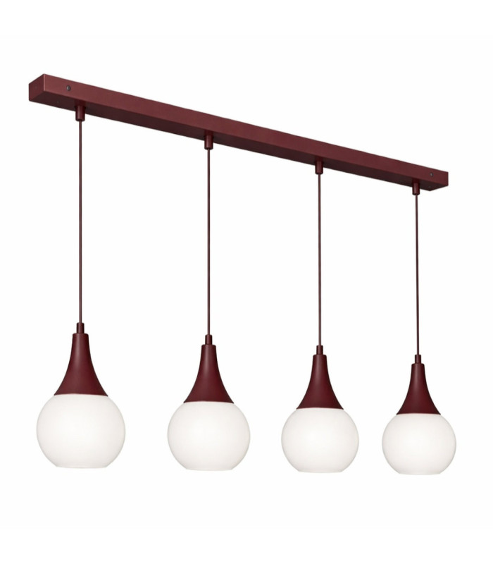 Lacrima Bar Pendant Ceiling Light Burgundy White Glass Shade 4x E27-1