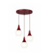 Lacrima Cluster Pendant Ceiling Light Burgundy White Glass Shade 3x E27-1