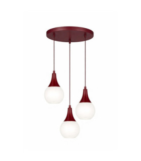 Lacrima Cluster Pendant Ceiling Light Burgundy White Glass Shade 3x E27-1