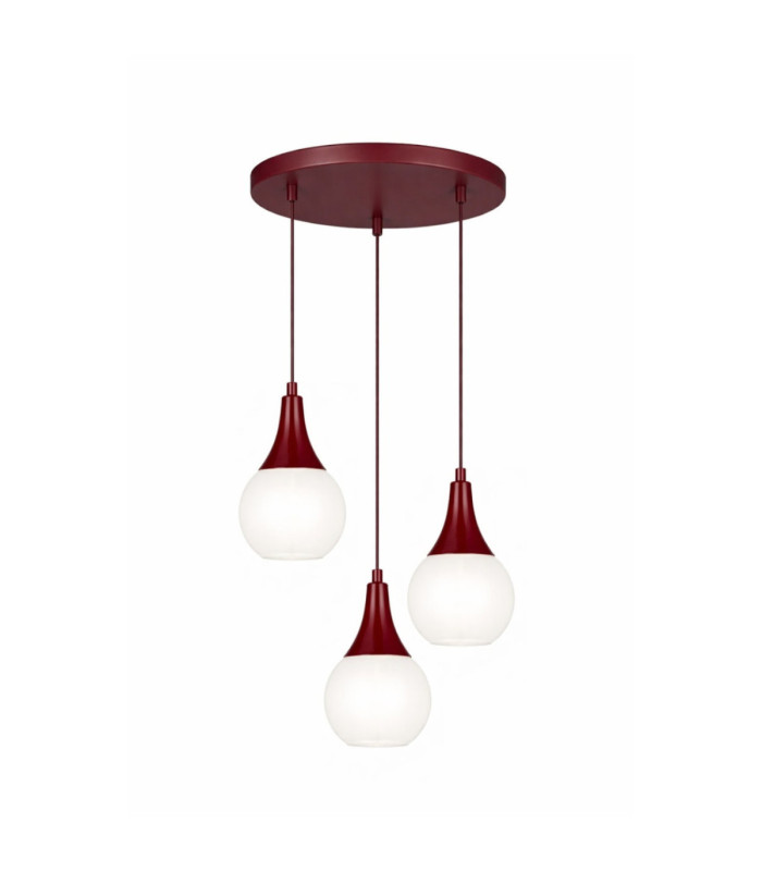 Lacrima Cluster Pendant Ceiling Light Burgundy White Glass Shade 3x E27-1