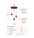Lacrima Cluster Pendant Ceiling Light Burgundy White Glass Shade 3x E27-4