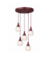 Lacrima Cluster Pendant Ceiling Light Burgundy White Glass Shade 5x E27-1