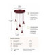 Lacrima Cluster Pendant Ceiling Light Burgundy White Glass Shade 5x E27-4