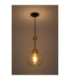 Astoria Slim Pendant Ceiling Light Black Gold Amber Glass Shade 1x E27-4