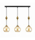 Astoria Bar Pendant Ceiling Light Black Gold Amber Glass Shade 3x E27-1