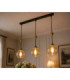 Astoria Bar Pendant Ceiling Light Black Gold Amber Glass Shade 3x E27-3