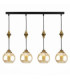 Astoria Bar Pendant Ceiling Light Black Gold Amber Glass Shade 4x E27-1