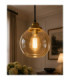 Astoria Bar Pendant Ceiling Light Black Gold Amber Glass Shade 4x E27-3