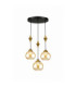 Astoria Cluster Pendant Ceiling Light Black Gold Amber Glass Shade 3x E27-1