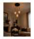 Astoria Cluster Pendant Ceiling Light Black Gold Amber Glass Shade 3x E27-3
