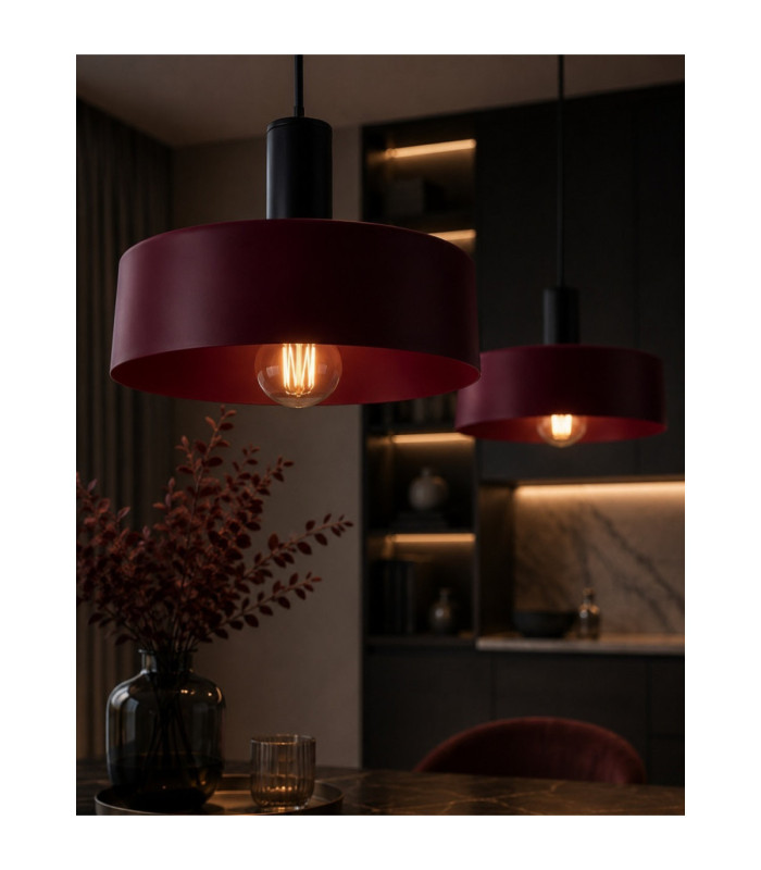 Wine Bar Pendant Ceiling Light Black Burgundy 2x E27-3