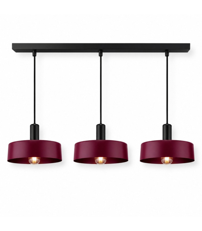 Wine Bar Pendant Ceiling Light Black Burgundy 3x E27-1