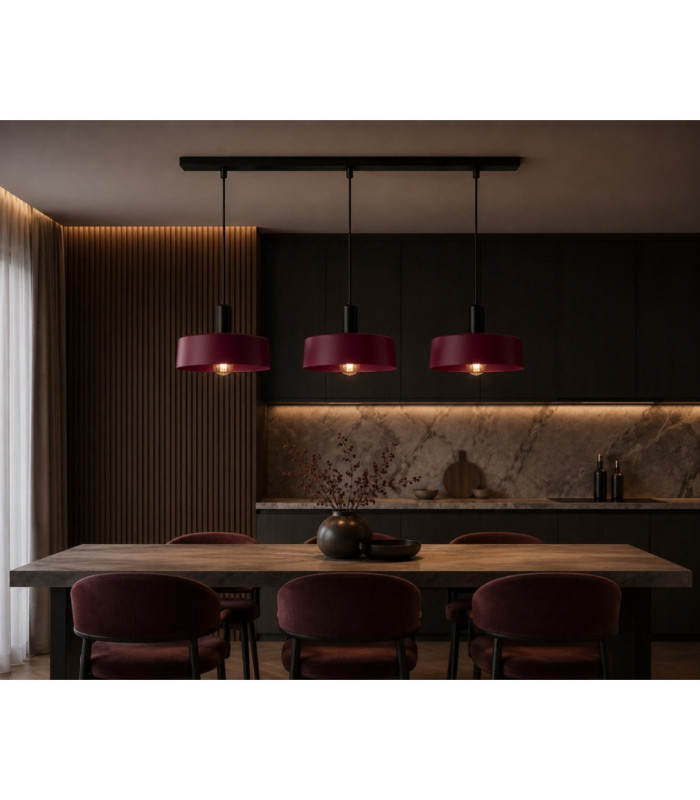 Wine Bar Pendant Ceiling Light Black Burgundy 3x E27-2