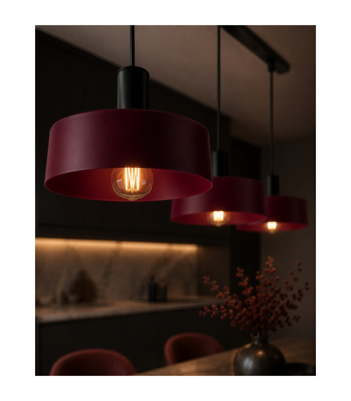 Wine Bar Pendant Ceiling Light Black Burgundy 3x E27-3