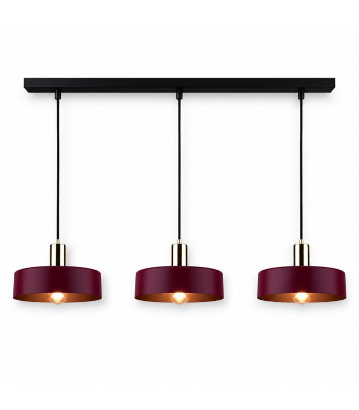 Wine Bar Pendant Ceiling Light Black Burgundy Gold 3x E27-1