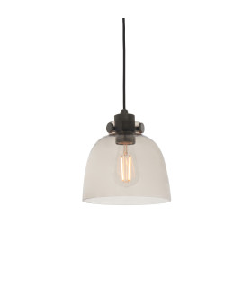 Urban Dome Pendant Light Smokey Grey Tinted Glass Black Chrome-1